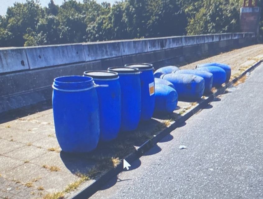 Barrels of ‘acid’ dumped in Royal Docks Road, Beckton
