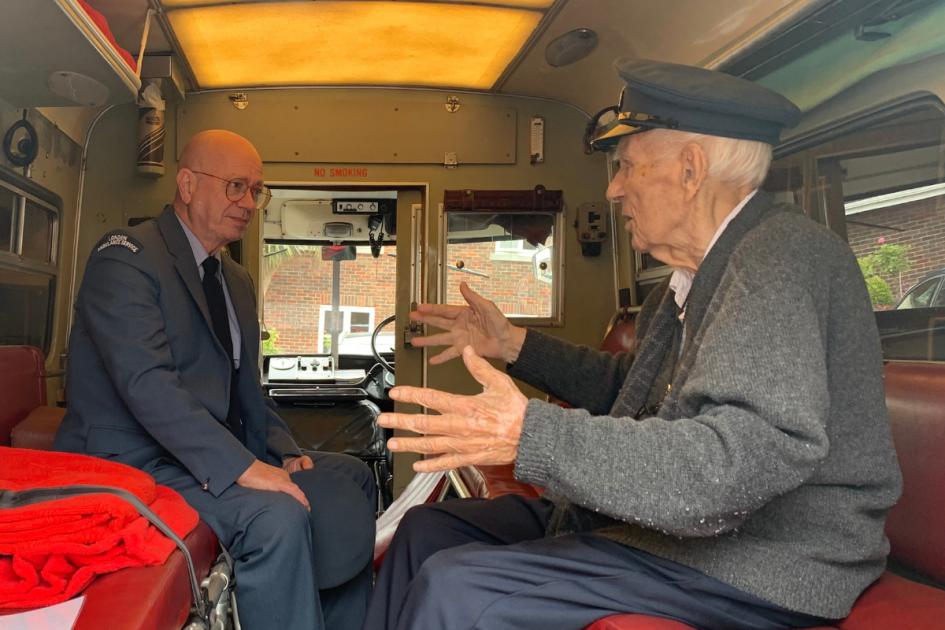 Former Romford lifesaver, 98, gets vintage ambulance visit