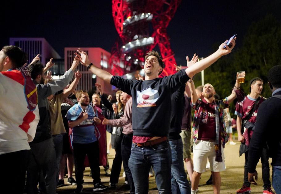 West Ham fans celebrate European glory in east London