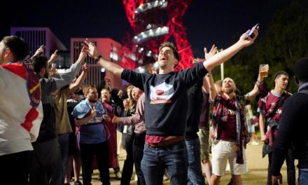 West Ham fans celebrate European glory in east London