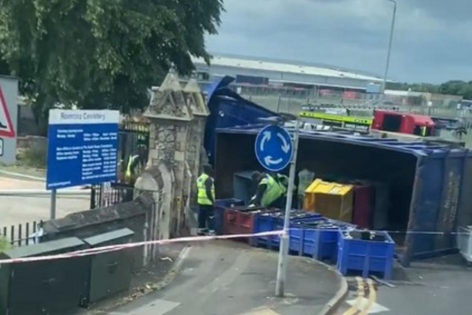 Two injured in Romford after lorry overturns on Crow Lane