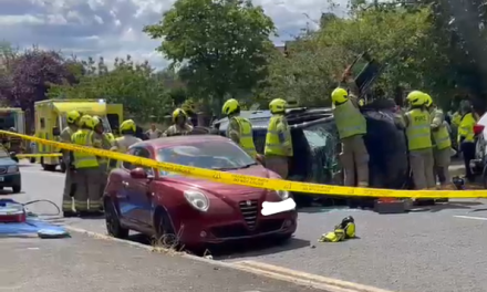 Three people hurt and car overturns in Chingford crash