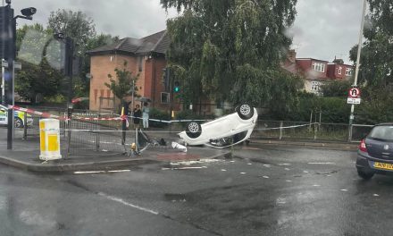 Live: Car overturns near Roneo Corner in Romford