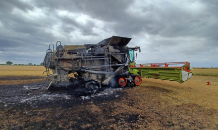 Combine harvester and grasslands catch fire near Chigwell