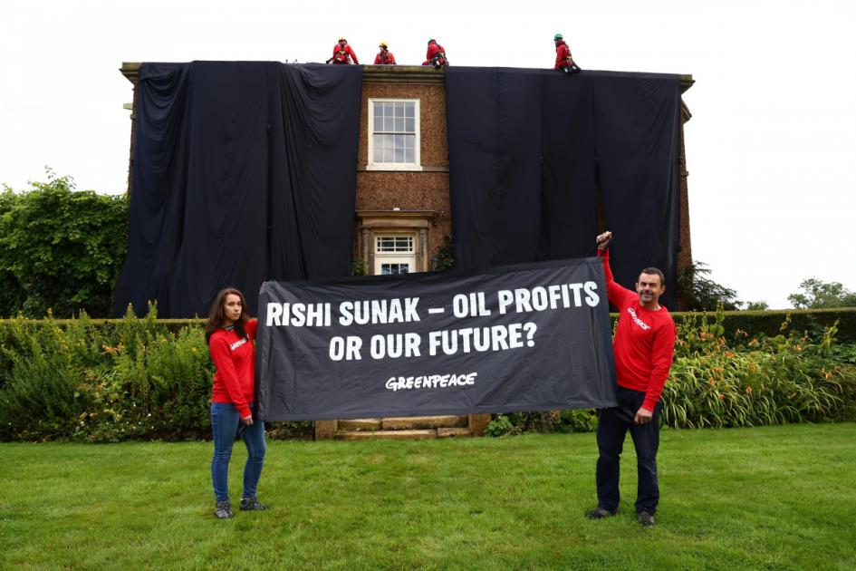 Greenpeace protest at Rishi Sunak’s home over North Sea oil