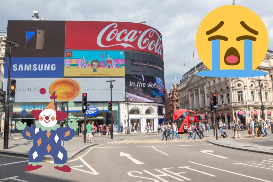 Piccadilly Circus tourists heartbroken as no circus in sight