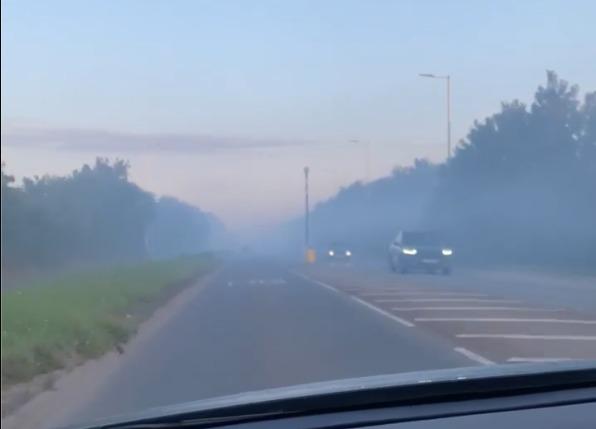 Smoke from Launders Lane, Rainham fire billows over road