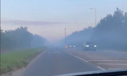 Smoke from Launders Lane, Rainham fire billows over road