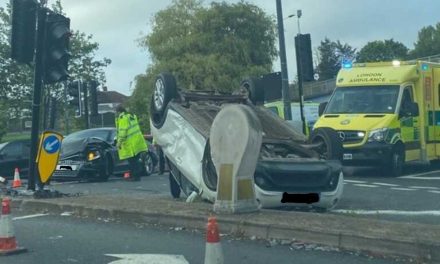 Car overturned in Romford crash which injured woman