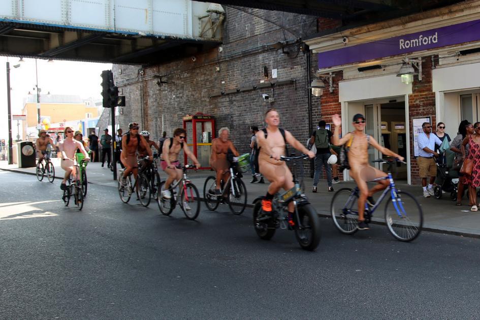 Pictures show naked cyclists in Romford as part of protest