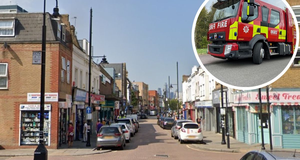 Firefighters tackle blaze at shop in Roman Road in Bow