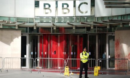 BBC headquarters targeted by vandals and covered in paint